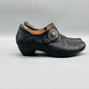 Think Shoes Womens 7 Black Leather Mary Jane Pumps Low Heel Slip On Walking